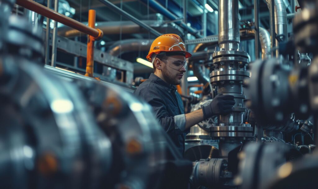 Imagem de um profissional trabalhando em uma caldeira elétrica